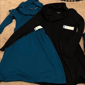 Black and Teal Cowl Neck Dresses
